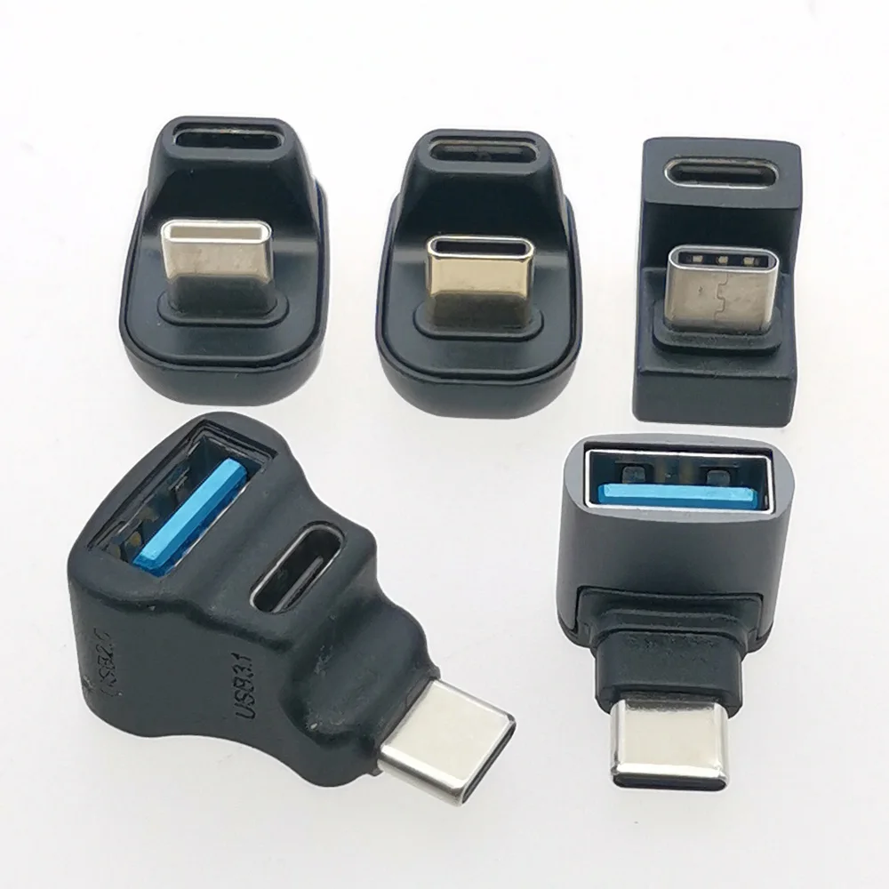 1pc USB 2 4 3.1 Type C Male to USB-C Female U Shape Connector Adapter For laptop 2-in-1 Extension Connector For Game Console