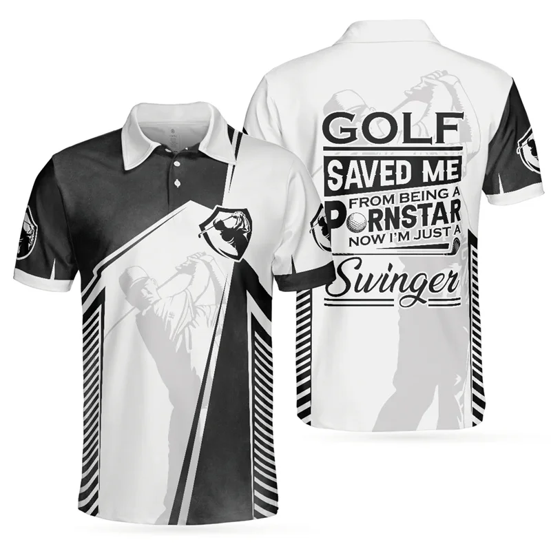 Harajuku Golf 3D Polo Shirt For Men Clothes Hot Sale Short Sleeves Tops Lapel Tee Shirts Summer Cool Streetwear Button T-shirts