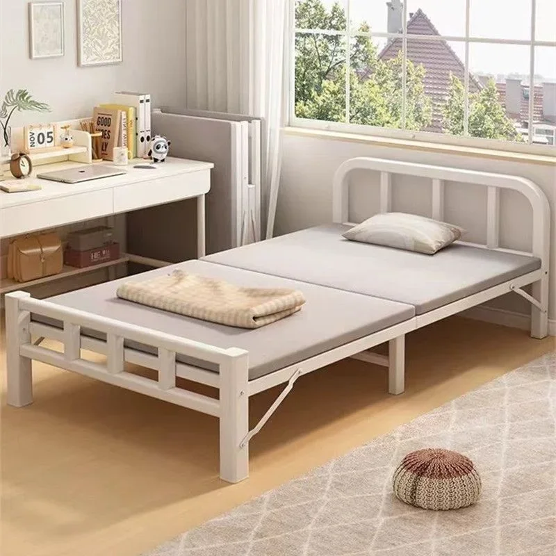 AOLIVIYA Household Iron Bed Lunch Break Folding Bed Single Adult Simple Nap Portable Office Rental House Hospital Sleeping Bed
