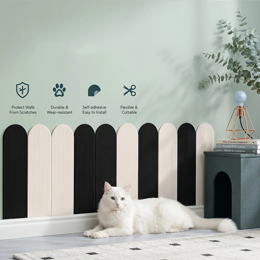 4 Stück Selbstklebende Katzenkratzmatten, zuschneidbar, verschleißfest, fusselfrei, weicher Stoff, Sofa-, Wand- und Möbelschutz, stark haftend – Detail 3