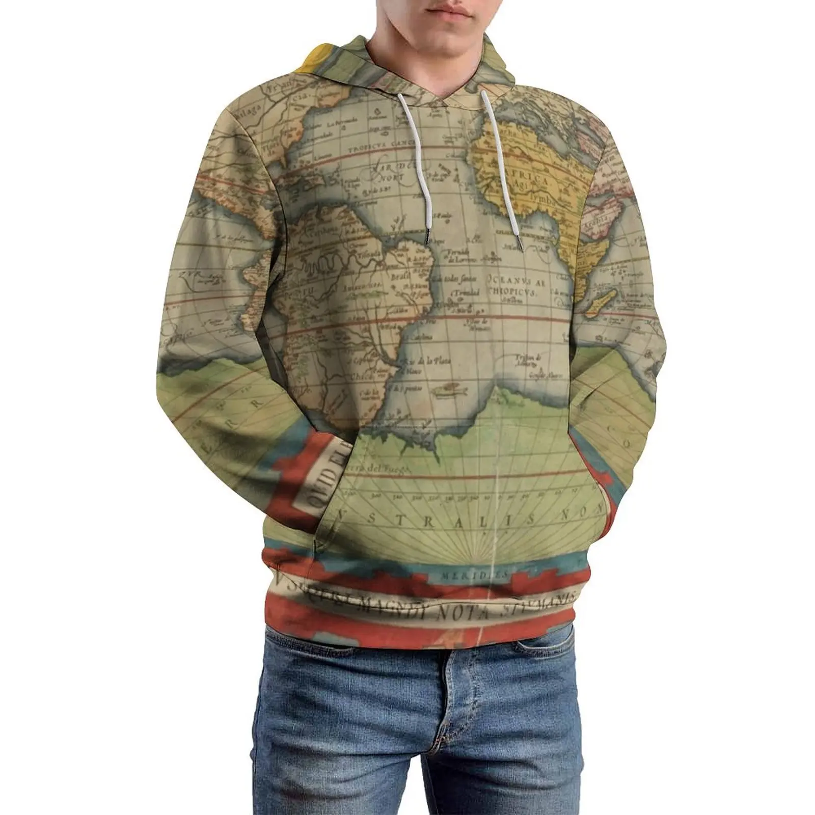 

Earth Map Print Loose Hoodies World Map 1570 Cool Pullover Hoodie Men Long Sleeve Oversized Casual Design Hooded Sweatshirts