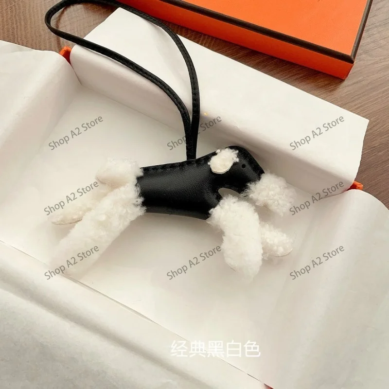 Wool sheepskin cute little dog bag pendant plush car hanging women's bag accessories car interior hanging fashionable key hangi view 4