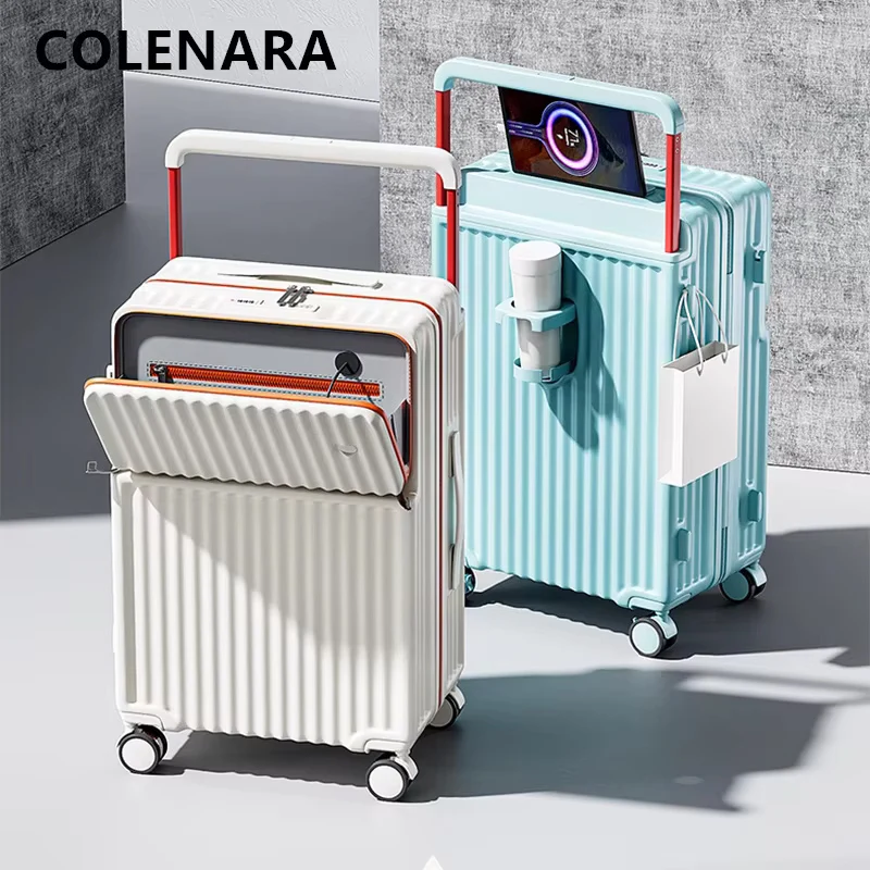 COLENARA Cabin Suitcase Front Opening Laptop Boarding Case USB Charging Multifunctional Trolley Case 20