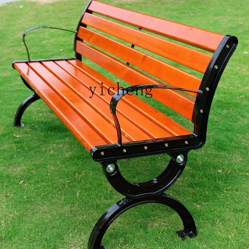 Zf Outdoor Bench Courtyard Backrest Casual Seat Anti-Corrosion Cast Iron Art