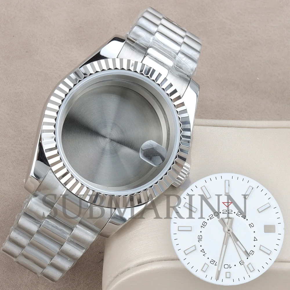 28.5MM Luminous Dial Hands For NH35 DATEJUST 36mm/39mm Case Silver Solid Stainless Steel Sapphire glass Fit NH35 NH36 Movement