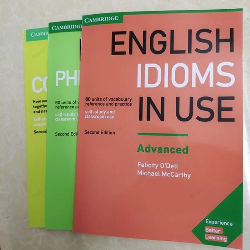 3 Books Cambridge English English Vocabulary in Use Collocations/idioms/phrasal Verbs Color Printing Intermediate/Advanced