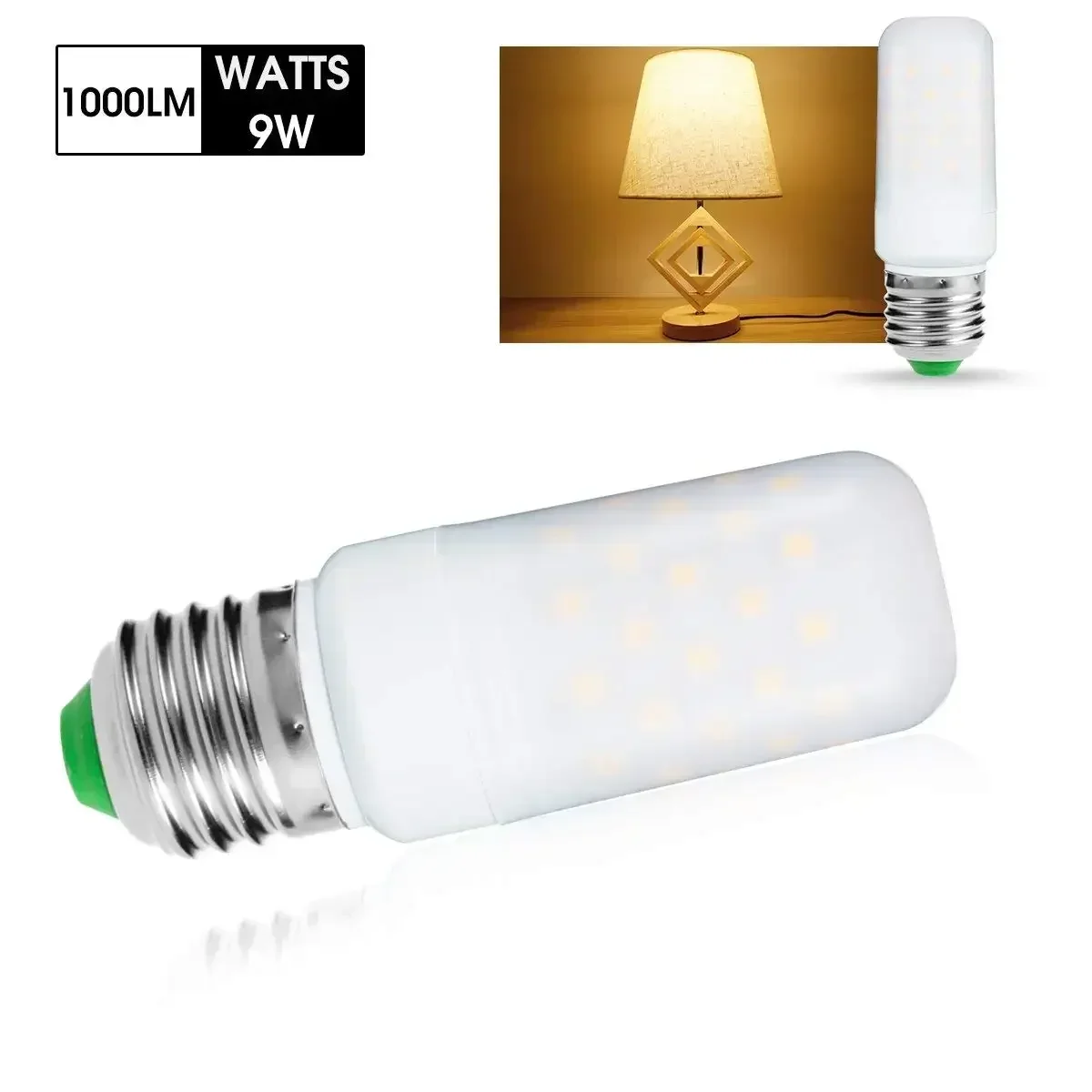 E26 E27 LED Corn Light Bulb 9W Warm White 2700K 80W Incandescent Equivalent Small Edison Screw 1000Lumens Candle Lamp 3Pack