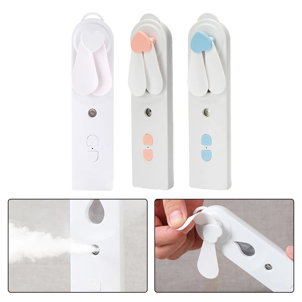 

1x Multifunction Portable 2 In 1 Fan Humidifier Rechargeable USB Handheld Fan For Outdoor Activities Travel And Office Use