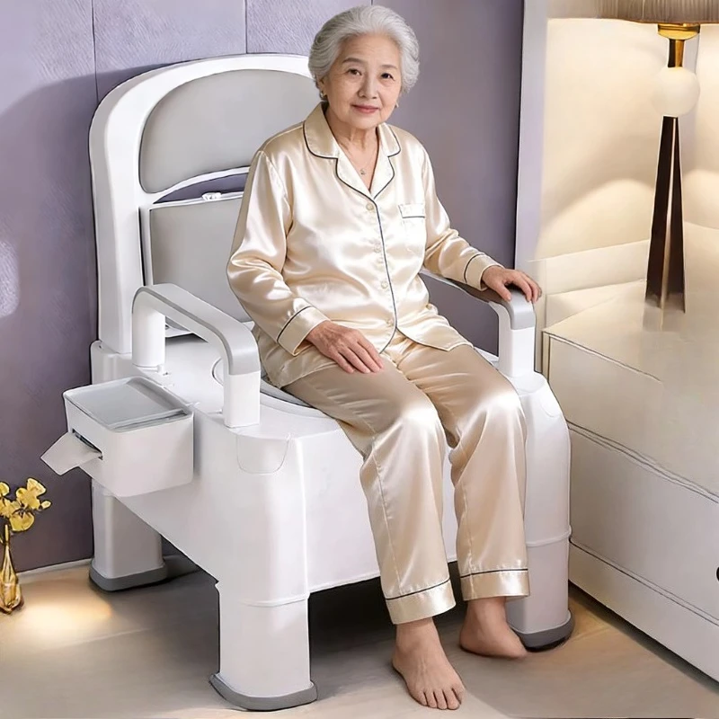 

Commode Chair Portable for Elderly, Adjustable Bedside Toilet with Anti-Slip Feet, Potty for Pregnant Women & Seniors, Home Care