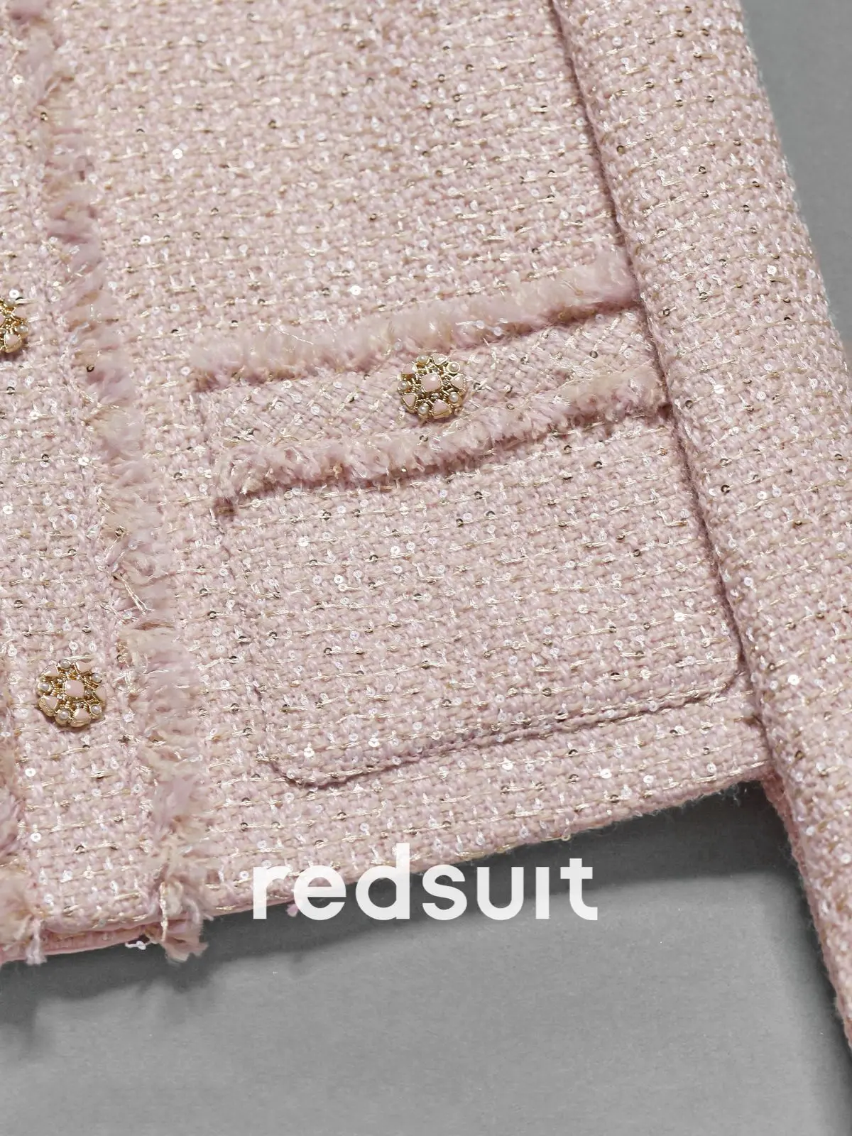 New Sweet pink handmade tassel sequin woven coarse woolen coat top Custom size