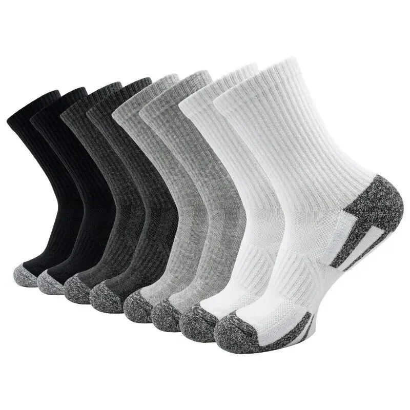 6 Pairs Of Sports Socks Men's Buffered Running Sock Breathable Outdoor Sports Long Mid Calf Socks calcetines hombre 2025