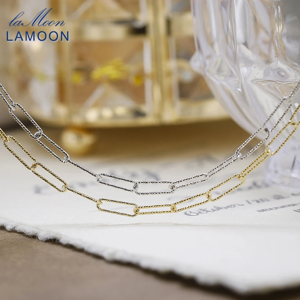 lamoon-925-スターリングシルバーチェーンネックレス女性のための積み重ねスタイルケバケバゴールドメッキチョーカーファインジュエリーアクセサリーギフト