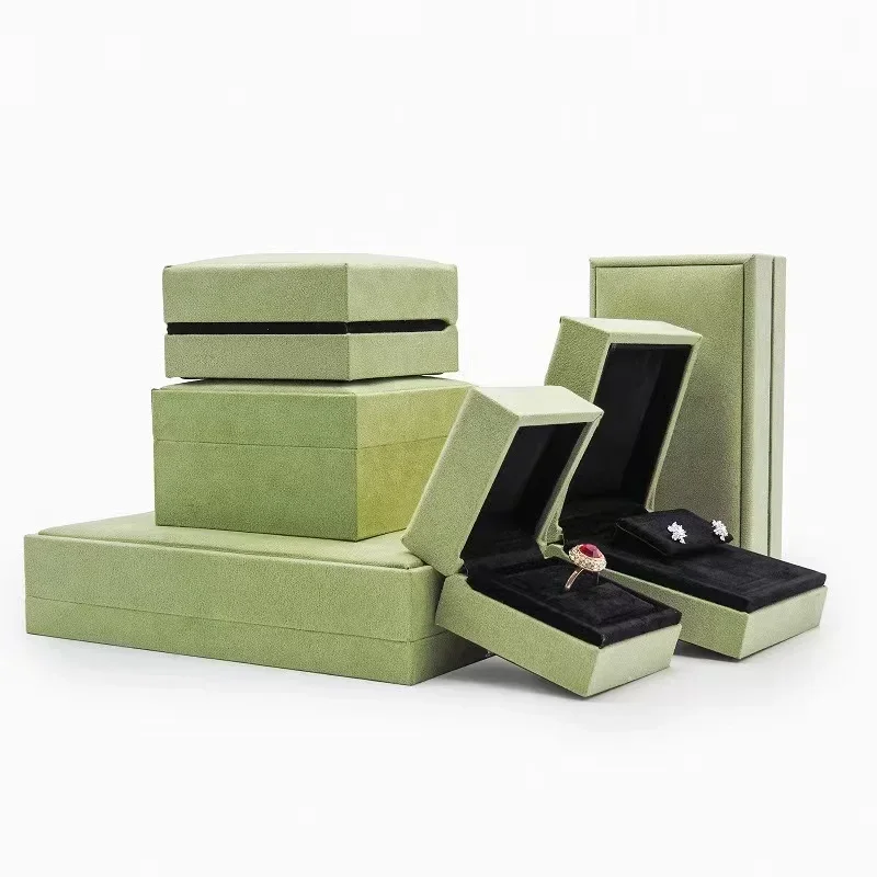 Lbarley Customize High Quality Wedding Velvet Ring Earrings Necklace Bracelet Storage Organizer Holder Leather Gift Box