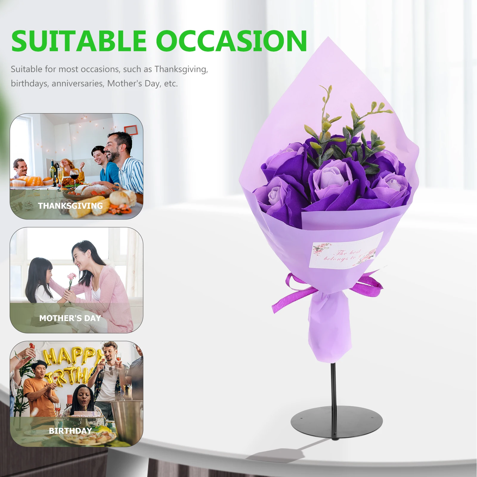 

Adjustable Height Iron Bouquet Stand for Flower Arrangement Stable Base Detachable Design Suitable DIY Flower Shop Supplies Wide