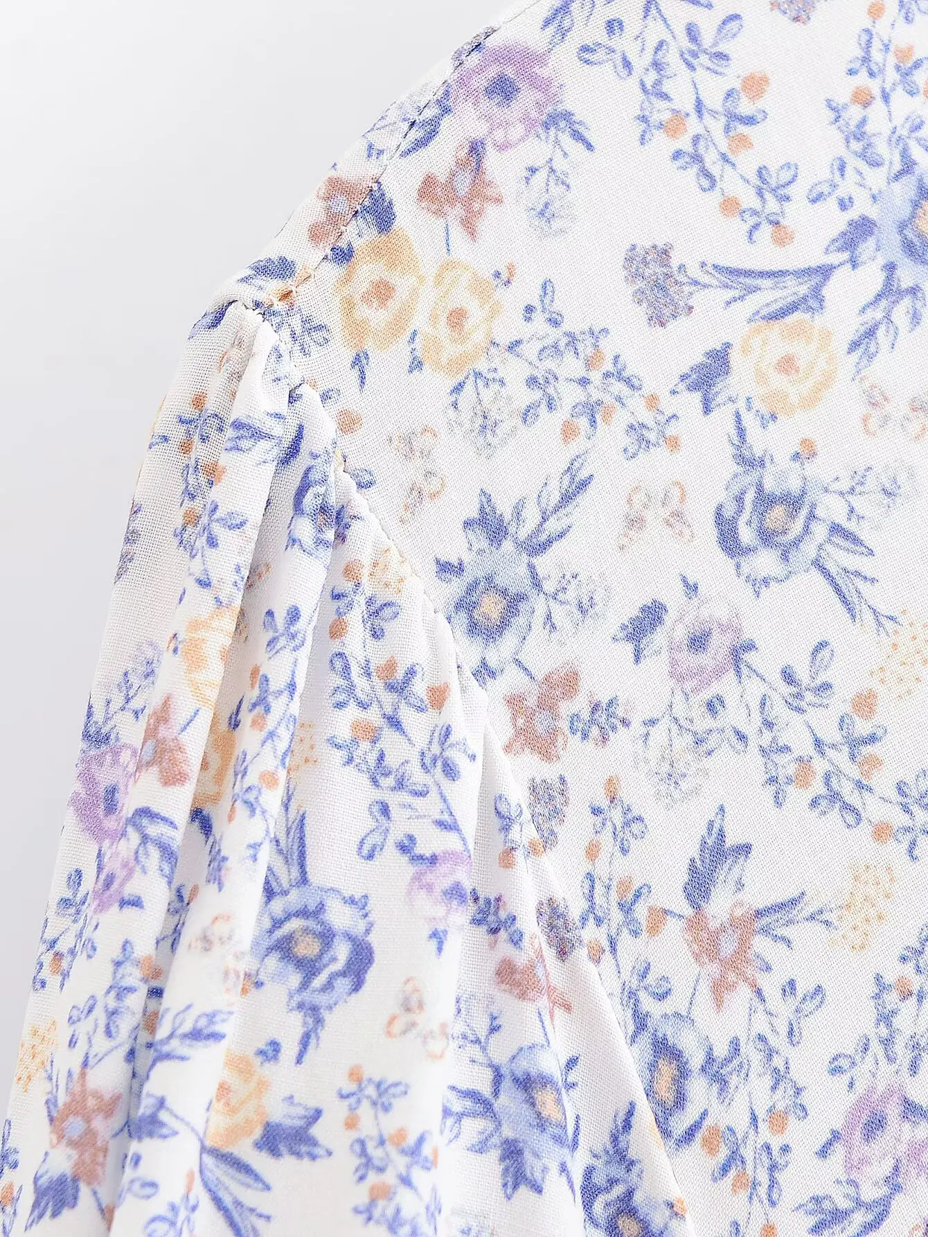 2025 BOHO V neck Floral Print Puff Sleeve Dress Woman High Waist Spliced Ruched Pleated Swing Hem Midi Long Dresses Robe Holiday