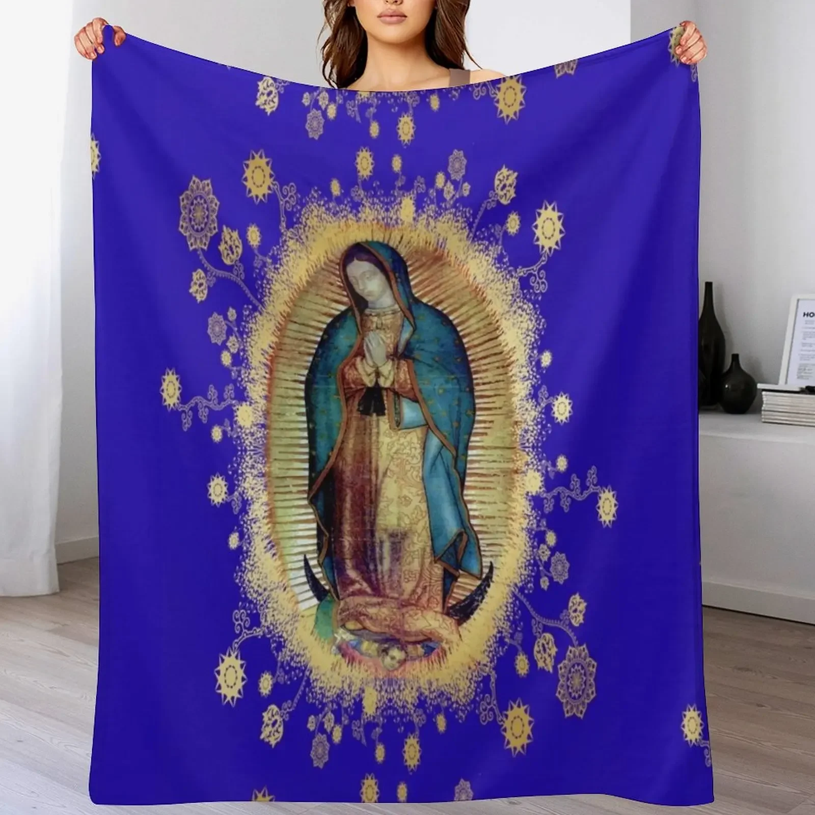 

Our Lady of Guadalupe Mexican Virgin Mary Mexico Tilma 20-103 Throw Blanket Cozy Throw Blanket Birthday Gift for Him Her