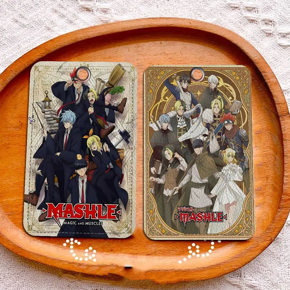 Japanese Anime MASHLE MAGIC AND MUSCLES 1Pc PU Leather Card Holder Keychain Key Ring Door Lock Access Tags ID Card Case