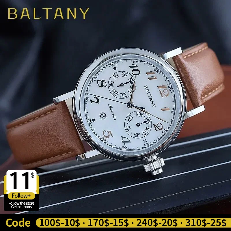 

Baltany Pilot Watch Men S6048 9122 Automatic Watch Hardening Process Vickers 500HV Waterproof Luxary Mechanical Wristwatch Man
