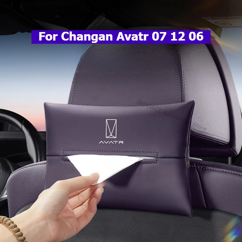 For Changan Avatr 07 12 06 Car Seat Backrest Leather Hanging Tissue Box Car Sun Visor Tissue Box Towel Bag Interior Accessories
