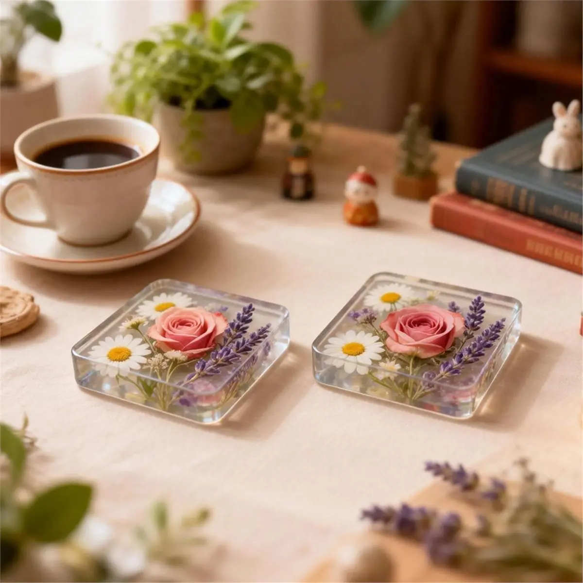 Coaster Resin Molds Silicone,4 Inches Round and Squares Coaster Silicone Molds for Resin,Coaster Epoxy Resin Molds
