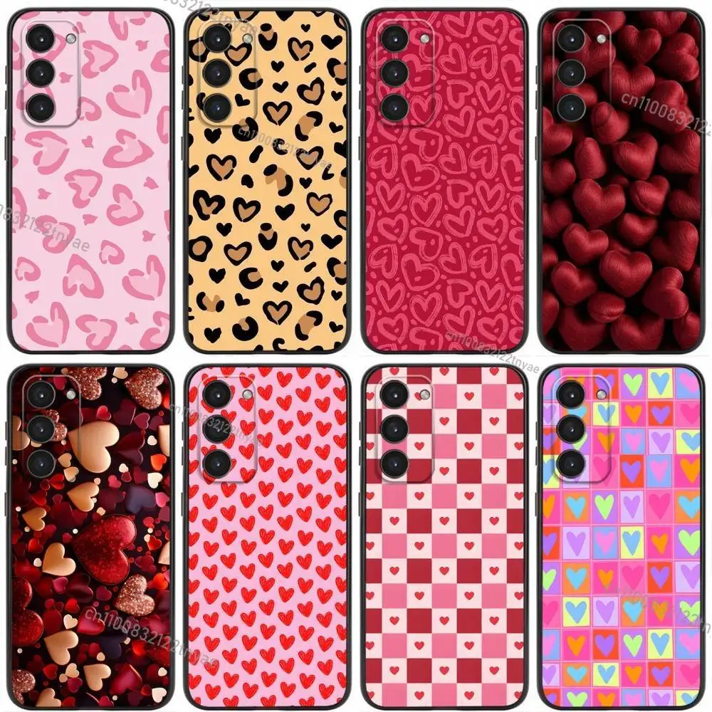 

Ins Romantic Love Hearts Phone Case For Samsung Galaxy A20,21s,22,31,32,52,53,72,73,80,91 Soft Liquid Silicone Black Cover