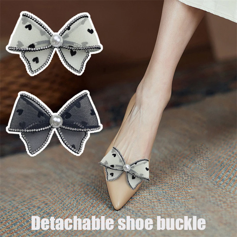 

1 Pair Wedding Party Shoes Decoration DIY Accessories Elegant Bowknot Detachable Shoes Buckle For Women Shoe Clips