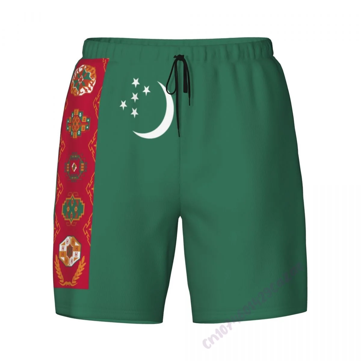 Turkmenistan Country Flag 3D Mens Swimming Trunks With Compression Liner 2 in 1 Quick-Dry Swim Shorts With Pockets