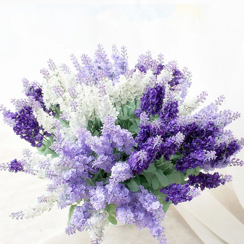 

Artificial Silk Lavender Flowers Wedding Christmas Home Table Decoration Ornament 10 Heads/Bunch Simulation Plant 20 Pcs