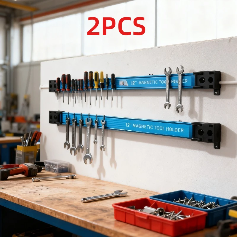 Suporte de ferramentas magnético para serviço pesado – Organizador vertical e horizontal para garagem, oficina, estúdio. Instalação sem ferramentas.