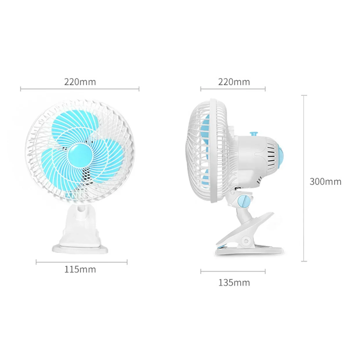 Miniventilador de escritorio ajustable de 220V y 180 grados, ventilador de aire de alta velocidad con Clip y abrazadera de cabeza para dormitorio y oficina