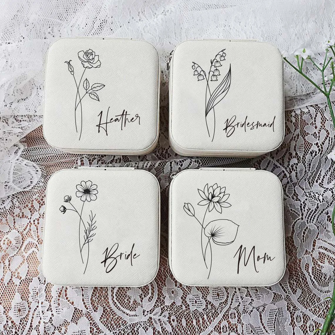 

Personalized Jewelry Box With Birth Flower Custom Jewelry Boxe Bridesmaid Gift Proposal Birthday Gift For Her Bridal Party Favor