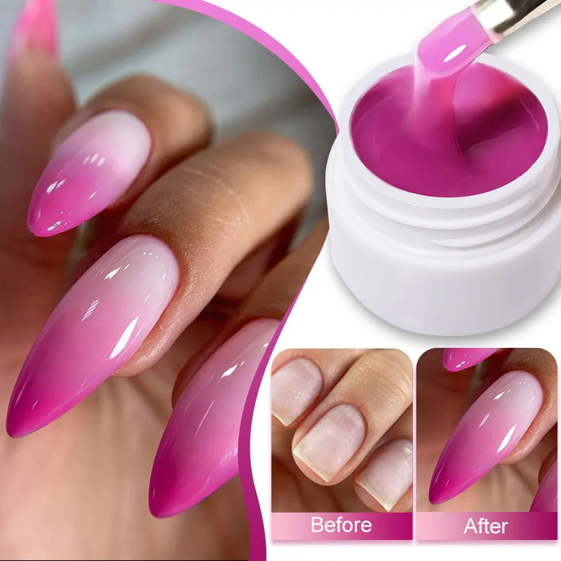 LILYCUTE 8ML Gel per unghie con estensione termica Semi permanente rosa temperatura che cambia colore smalto Gel duro prolungare la vernice per