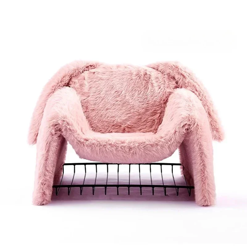 Nordic design ins pink rabbit single sofa leisure chair