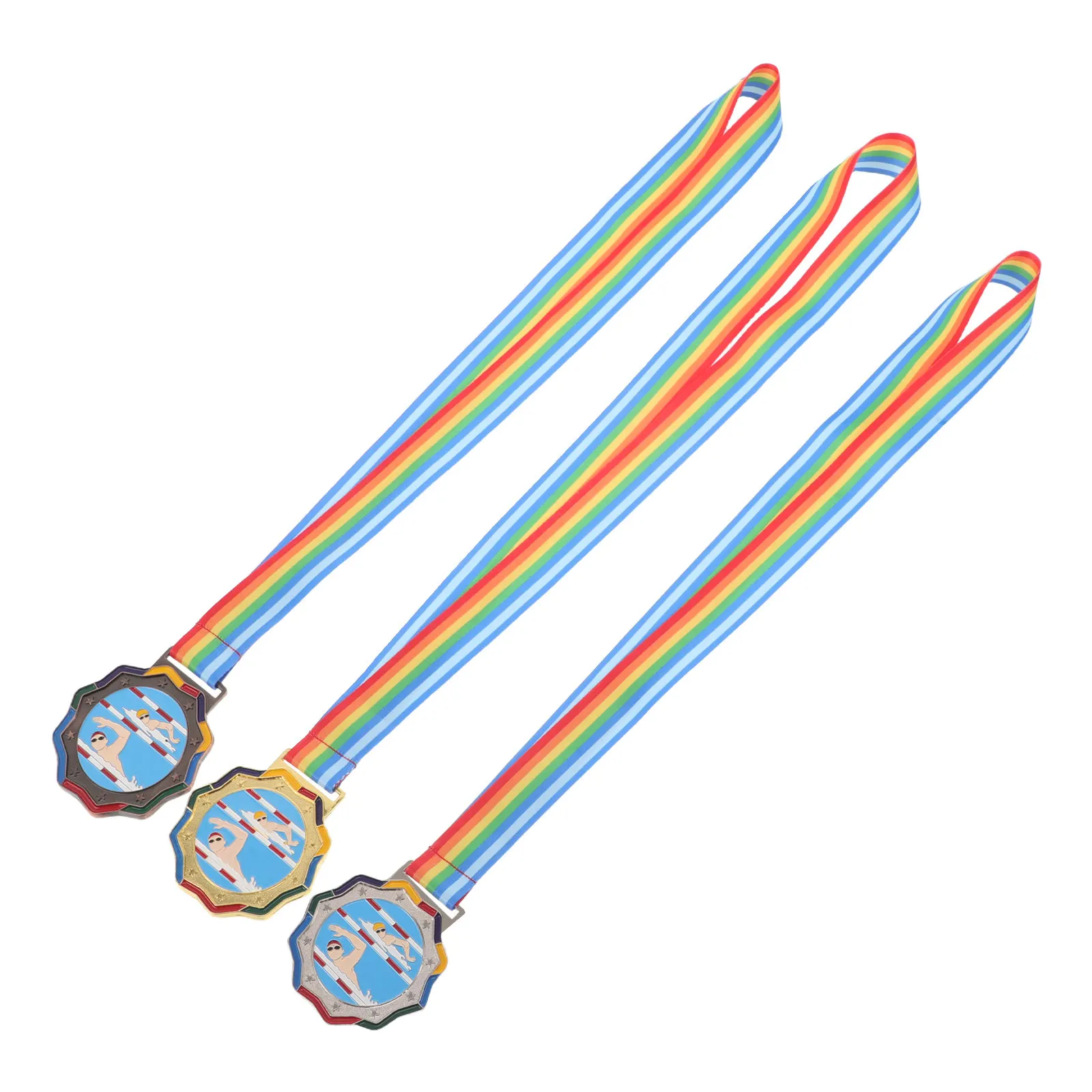 

3Pcs Swimming Medals Gold Silver Bronze Metal Award Medals for Students Sports Day Competition Tournament First Place Prize