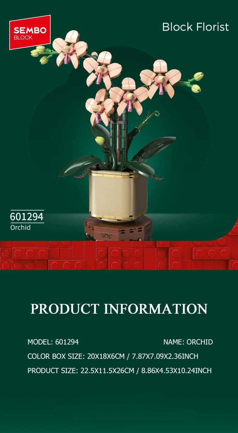SEMBO Ewige Blume Pflaumenblüte Bausatz MOC Topfpflanzen-Modell Bausteine Spielzeug Heimdekoration Geburtstags-/Festtagsgeschenke – Detail 3