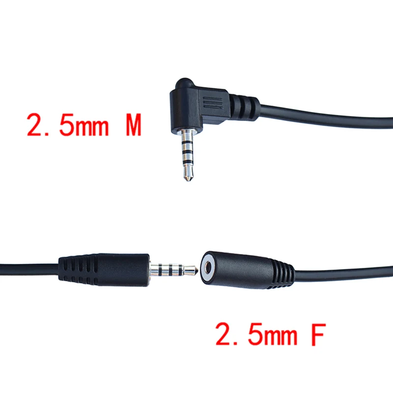 2M 2.5mm Male to Female Angled Extension 4 Pole Stereo Jack Audio Cable