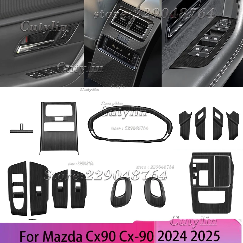 

LHD For Mazda CX-90 CX 90 cx90 2024 2025 ABS Wood Color Gear Shift Panel Cover Trim Inner Door Bowl Window Switch Accessories