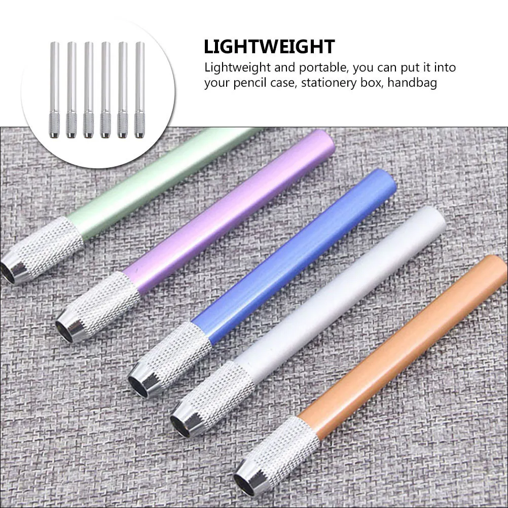 

Набор из 6 удлинителей для карандашей из нержавеющей стали: прочные удлинители для школы, портативные держатели для студентов, офиса и творчества