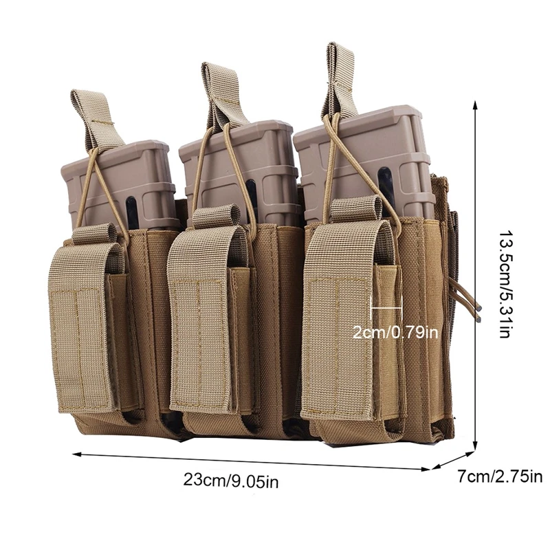

Тактический тройной подсумок MOLLE для патронов AR M4 5.56/.223/9 мм и держатель для зарядных устройств