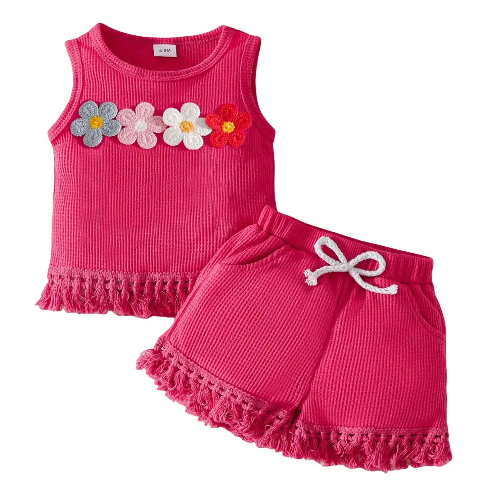 

Girls Outfits Size 5 Baby Girl Flower Embroidered Sleeveless Top And Shorts Set With Tassel Design Sweat Suit Teen Girls