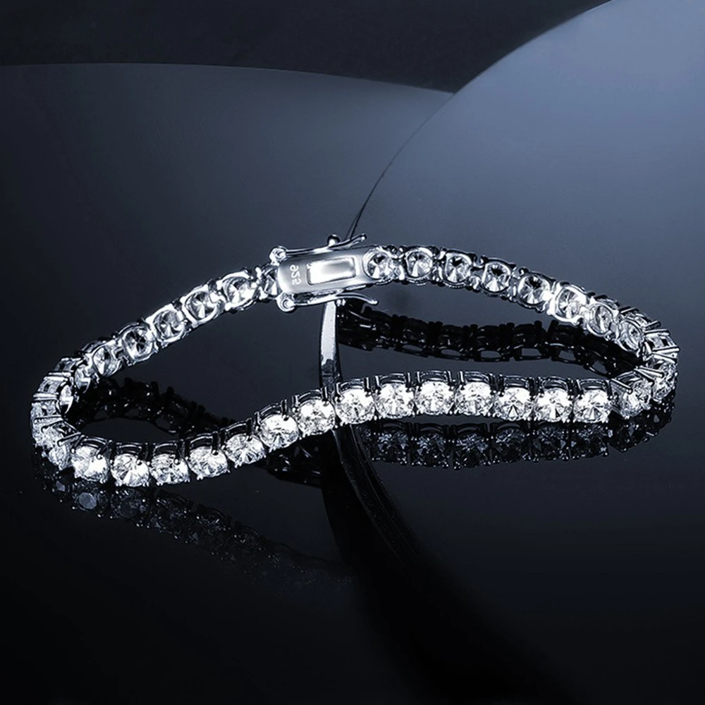 Factory Price  S925 Sterling Silver 3-5m D Color VVS1 Moissanite Diamond Tennis Bracet for Men Women with Certificate - view 3