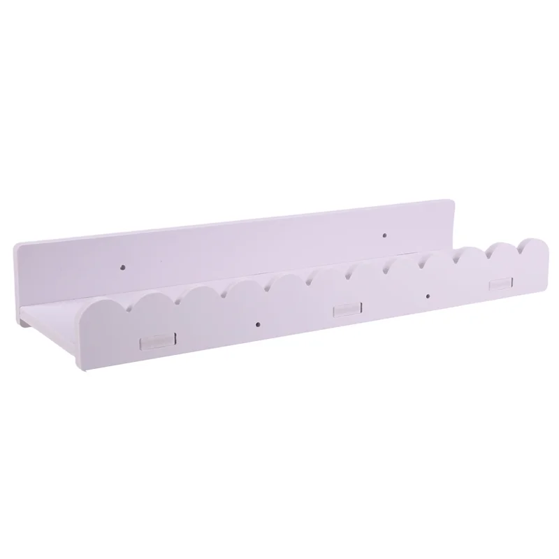 أرفف ديكور حائط للأطفال (4 قطع)، رف كتب حضانة عائم أبيض مقاس 15.6 بوصة، تصميم رف كتب صدفي