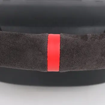 Tmavě šedý potah volantu pro Peugeot 206 1998-2005 206 SW 2003-2005 206 Měkký semišový kožený volant, ručně šitý 10 nejlepší prodej kryt volantu pro Peugeot 206 - №6