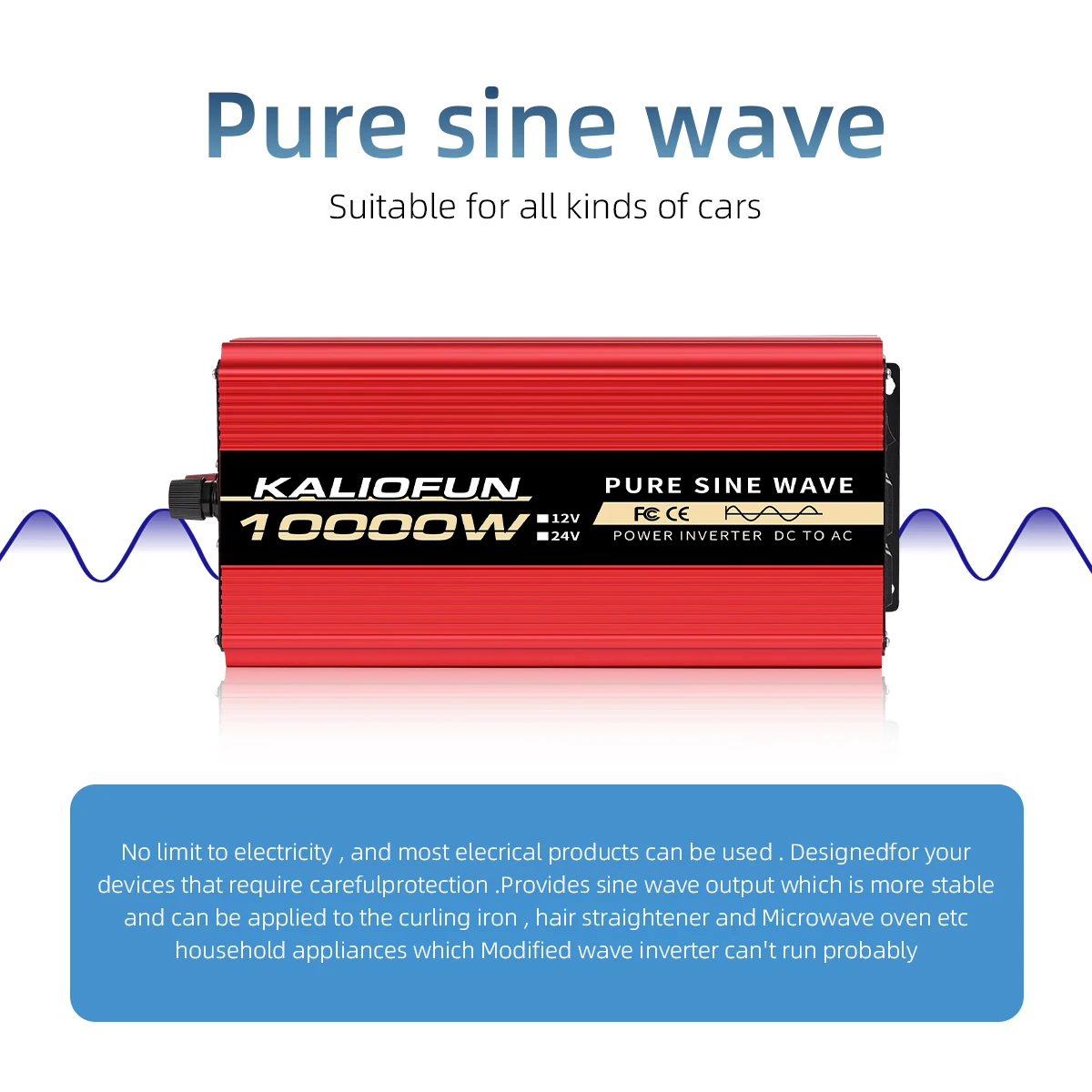 مقبس الولايات المتحدة 12 فولت إلى التيار المتناوب 110 فولت 60 هرتز محول موجة جيبية نقية قوة السيارة 1600 واط/6000 واط/10000 واط محول الجهد المحمول مع LED #5