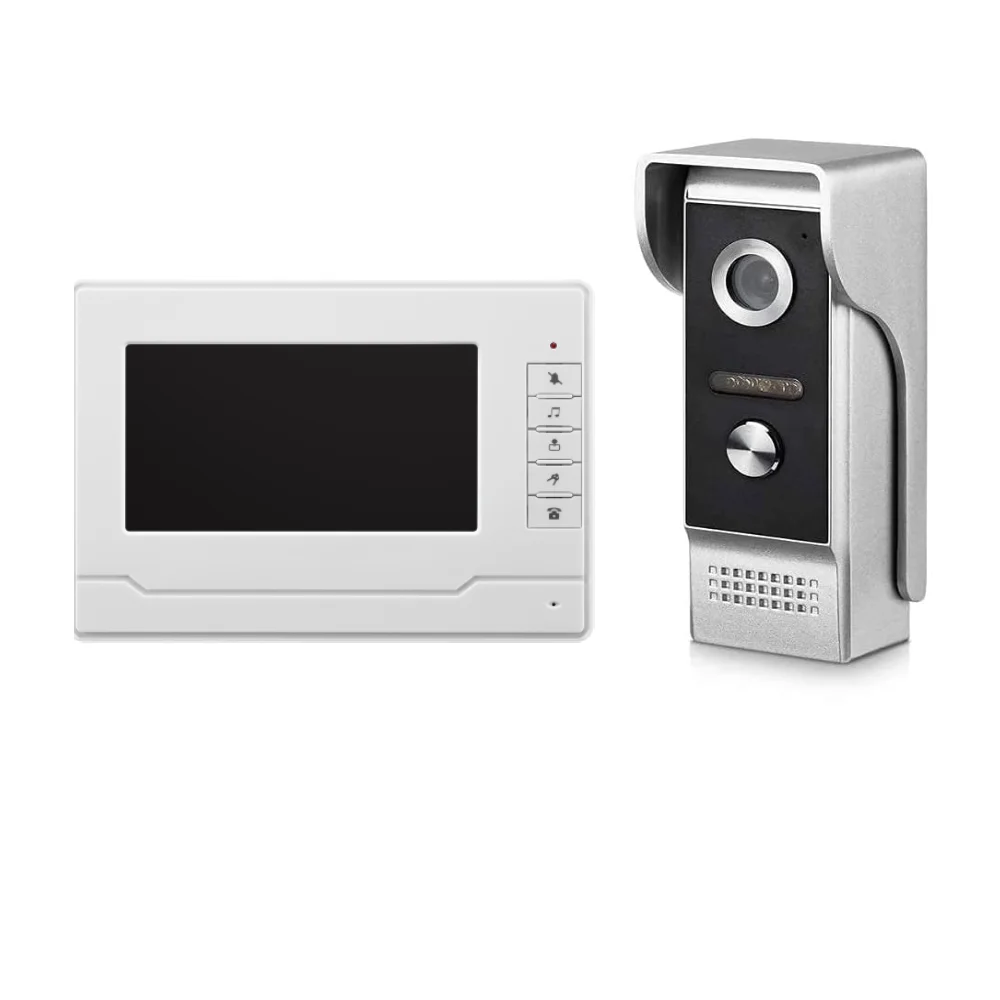 SmartYIBA Videocitofono da 7" Videocitofono bidirezionale Campanello di sicurezza domestica Kit videocitofono per campanello per visione notturna IR