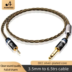 Audio Cable HiFi 3.5 to 6.5 TRS Profesional Cable High Quality OCC Silver Plated Core 3.5mm to 6.5mm Jack Adapter for Amplifier