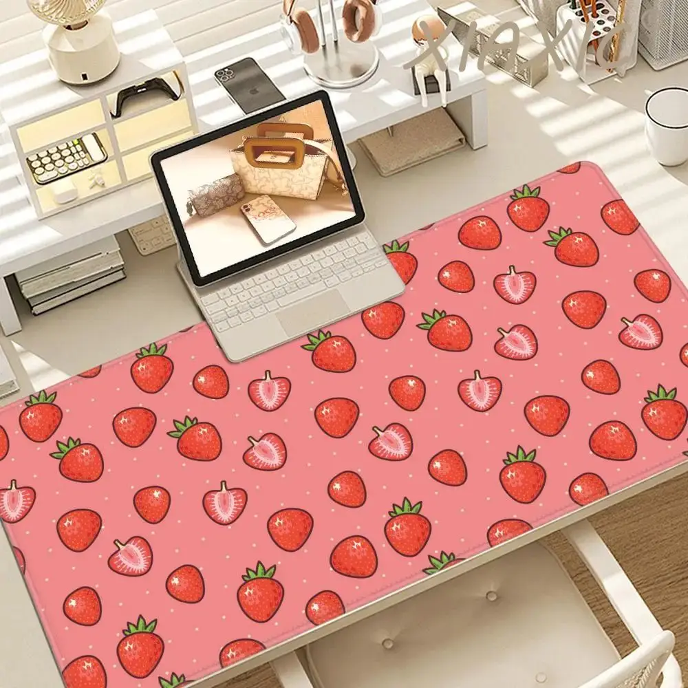Полноэкранный коврик с клубникой, большой резиновый игровой коврик для мыши XXL, геймерский коврик для обеденного стола, настольный коврик для ПК, компьютерной клавиатуры, коврик