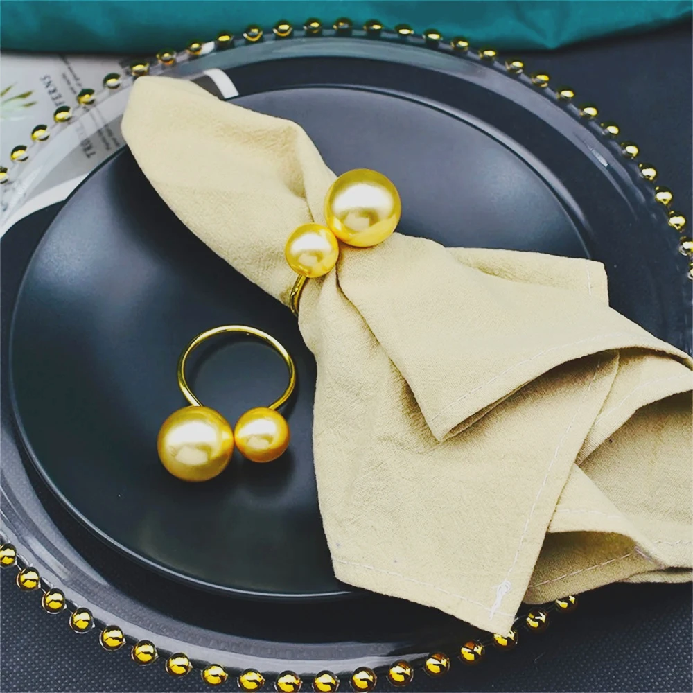 12/PCS New champagne gold napkin ring simple creative decorative mouth cloth napkin ring napkin buckle