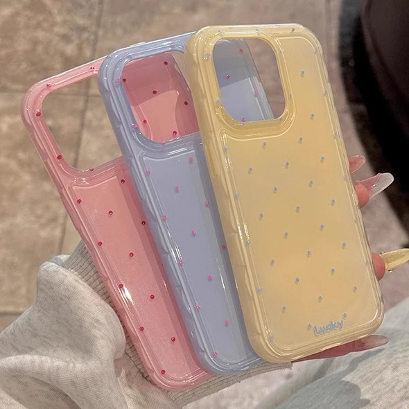 حافظة لهاتف آيفون 16 15 14 17 Pro Max 12 13 17 Air Polka Dot Soft Silicone Ins غطاء كوري #4