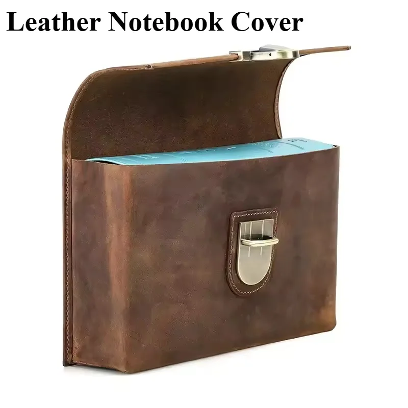 Luxury Retro Genuine Leather Notebook Cover Case with Snap Diary Handmade Sketchbook Cover Business Stationery Office Supplies